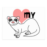 Love My Ferret - White Postcards