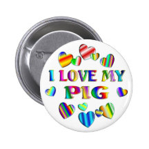 Love My Pig Button