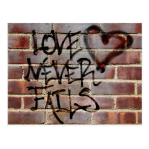 Love Never Fails Graffiti Post Card