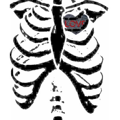 love news paper heart, rib cage tshirts by brobob64