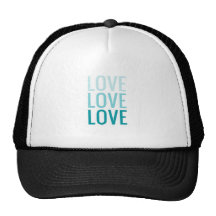 LOVE Ombre Turquoise Typography Trucker Hat