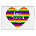 Love Peace And Pride Gay Pride Rainbow Heart cards