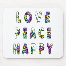 Love Peace Happy Flowers Mousemats