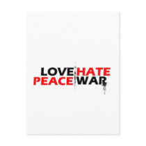 Love Peace Hate War Post Cards
