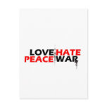 Love Peace Hate War postcards