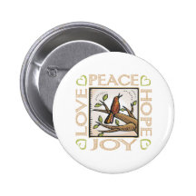 Love, Peace, Hope, Joy Pinback Buttons