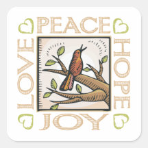 Love, Peace, Hope, Joy Square Stickers