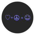 Love plus Peace equals Happiness stickers