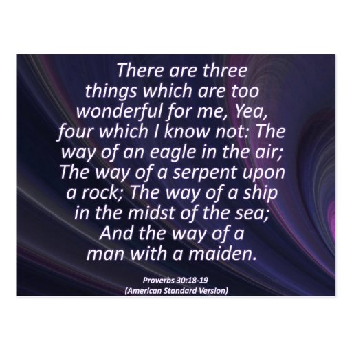 Love Proverbs 30-18 Condensed Postcard