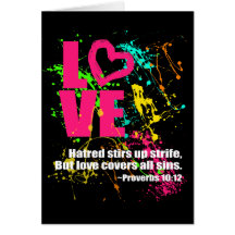 Love Proverbs Bible Verse Neon Paint Splatter Greeting Card
