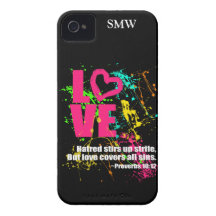 Love Proverbs Bible Verse Neon Paint Splatter iPhone 4 Case