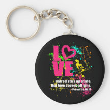 Love Proverbs Bible Verse Neon Paint Splatter Keychains