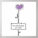 Love-purple heart flower posters