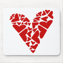 Love Puzzle: Red Heart Pieces Mousepads