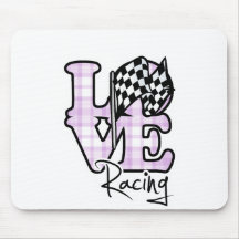 Love Racing; Chequered Flag Mouse Pads