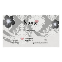 love red heart damask on white black business card templates