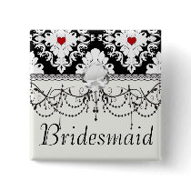 love red heart damask on white black pins