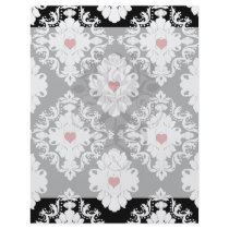 love red heart damask on white black flyer design