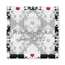 love red heart damask on white black refrigerator magnet