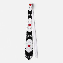 love red heart damask on white black custom tie