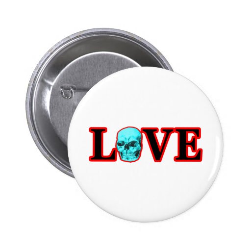 Love Red Skull Cyan The MUSEUM Zazzle Gifts Pins