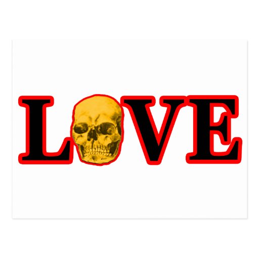 Love Red Skull Gold The MUSEUM Zazzle Gifts Postcard