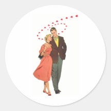 Love & Romance Vintage Illustration Round Stickers