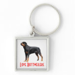 Love Rottweiler Black & Brown Puppy Dog  Keychain