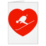 Love Skiing Red Heart Card