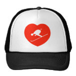 Love Skiing Red Heart Trucker Hats