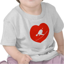 Love Skiing Red Heart Tshirts