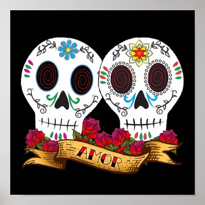 Love Skulls "Amor" Poster by artgrrlproductions