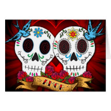 Love Skulls with Bluebirds Card