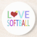 LOVE SOFTBALL BEVERAGE COASTER