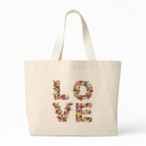 LOVE Spring Flowers Colourful Custom Gift Tote Bag