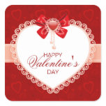 Love Square Stickers with Heart & Bow