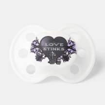 Love Stinks Heart with Gas Mask Baby Pacifiers