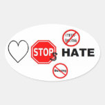 Love Stops Hate Oval Stickers