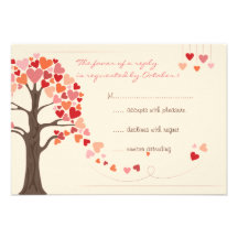 Love Tree Hearts Wedding RSVP Custom Invitation