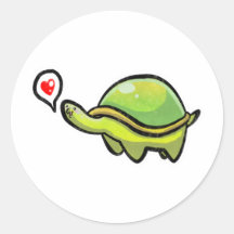 Love Turtle Round Stickers