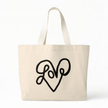 Love Typography Text Art Tote Bag