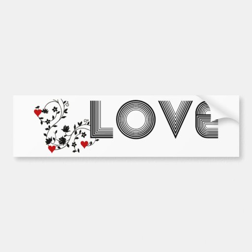 LOVE Vine with Hearts Bumper Stickers