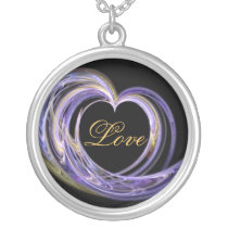 Love Wave Fractal Art Heart Necklace