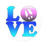 Love with Peace Sign Round Sticker