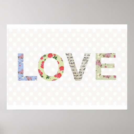 love word art polka dot shabby chic poster zazzle love word art polka dot shabby chic poster zazzle