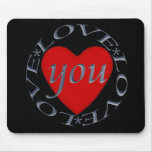 Love You -Heart Circular Design mousepads