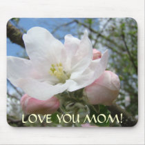 LOVE YOU MOM Apple Blossom Christmas Gift Mousepad