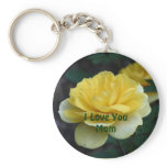 Love You Mum Yellow Rose Flower Keychain