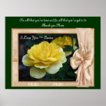 Love You Mum Yellow Rose Personalised Poster Print