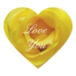 Love You Yellow Rose Heart Sticker